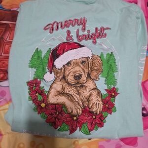 Simply Southern Festive Puppy Holiday Tee - Mint Green